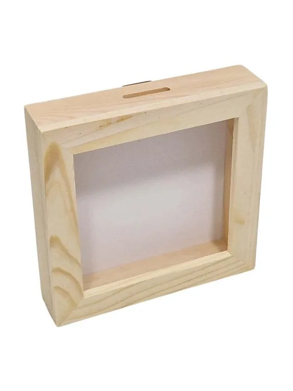 Playwood Wooden Money Box Plexiglass with White Back Small