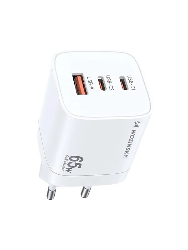 Wozinsky GaN Charger  CGWCW 65W USB-A / 2 x USB-C - White