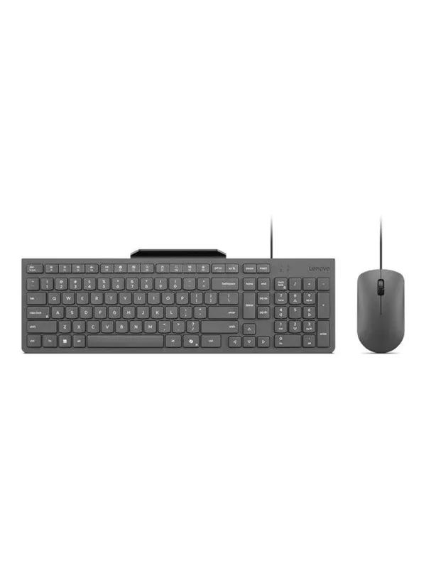 Lenovo 310 - keyboard and mouse set - with phone holder - QWERTY - US English - luna grey Input Device - Tastatur & Mussett - Engelsk (USA) - Grå
