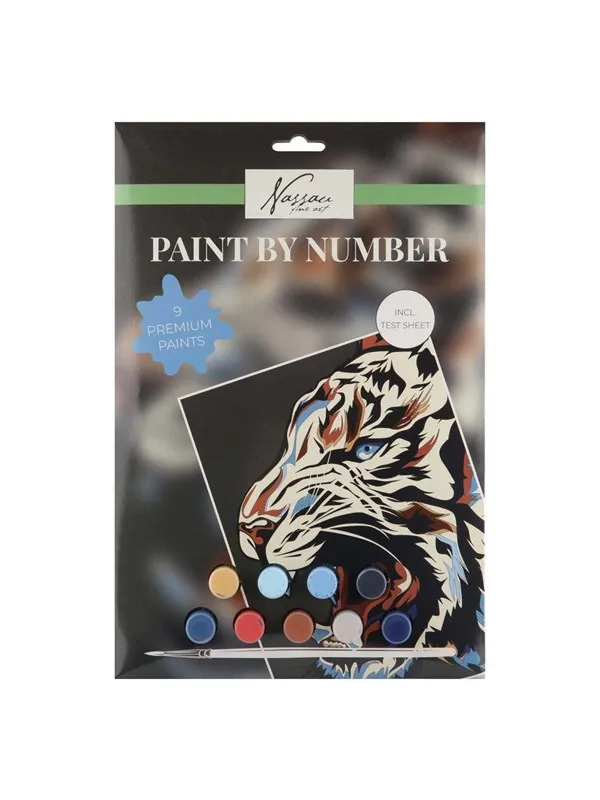 Nassau Paint by Number Tiger - incl. 9 Paint Pots and Brush