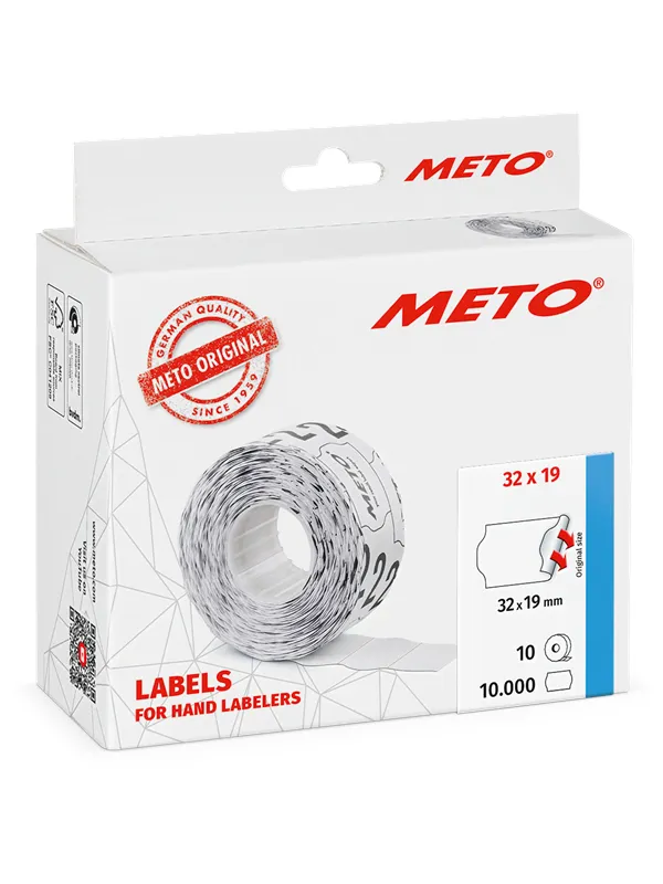 METO Prisetiketter, 32x19mm, hvit, 10rl/1000