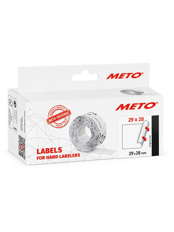 METO Prisetiketter, 29x28mm, hvit, 5rl/1000