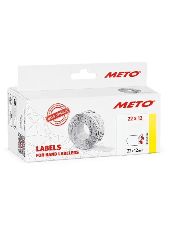 METO Prisetiketter, 22x12mm, hvit, 6rl/1000