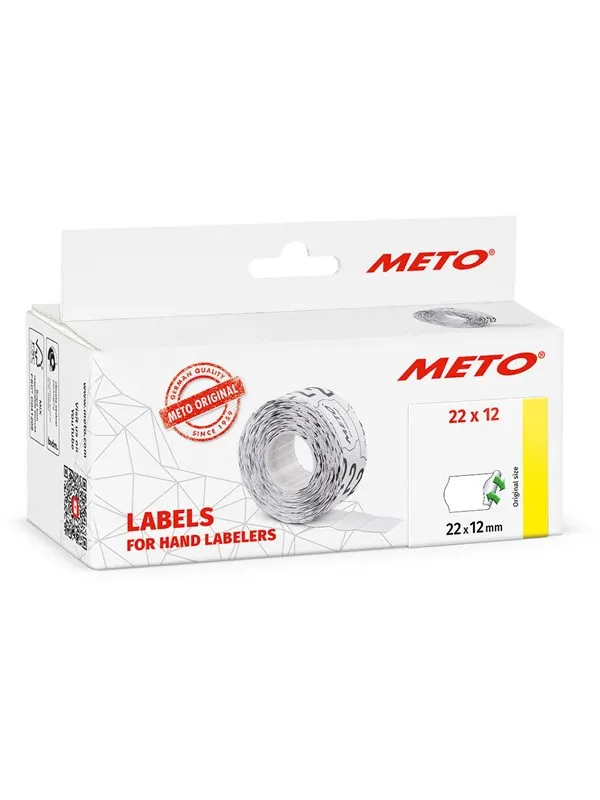 METO Prisetiketter avtak. 22x12mm, hvit, 6rl/1000