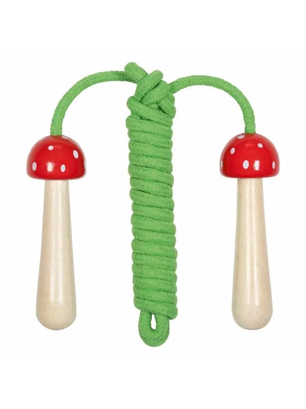 Goki Skipping Rope Wooden Handles Mushroom