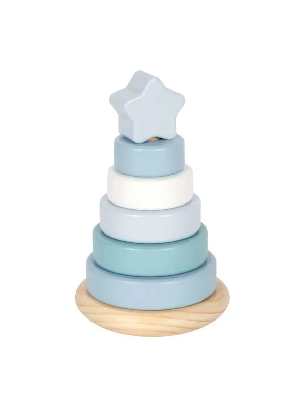 Small Foot - Wooden Stacking Tower Blue - 7 pcs.