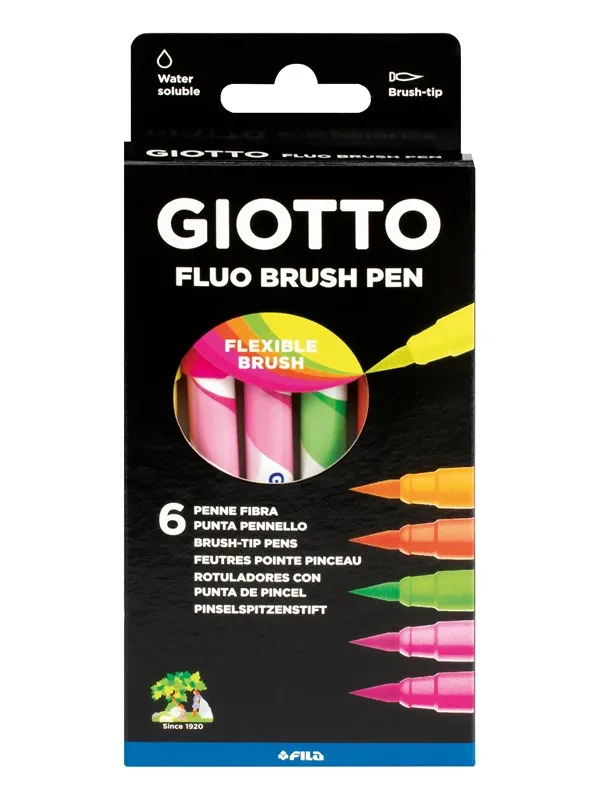 Giotto Turbo Soft Brush Fluo Colours 6 pcs BL