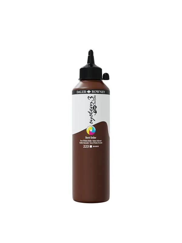Daler-Rowney System3 Fluid Acrylic 500 ml Burnt Umber