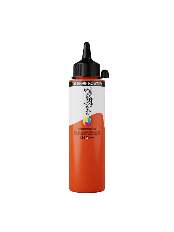 Daler-Rowney System3 Fluid Acrylic 250 ml Cadmium Orange Hue