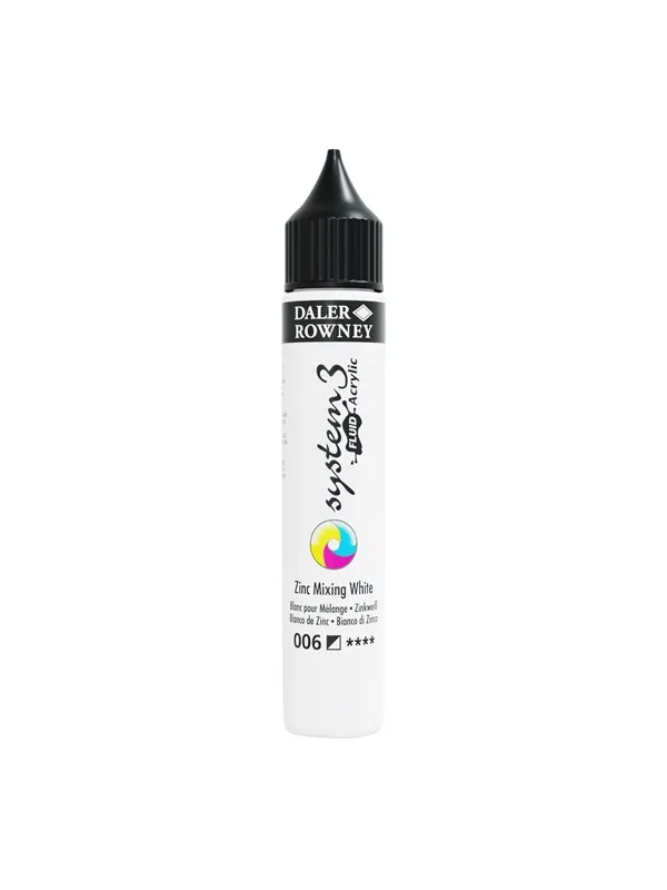 Daler-Rowney System3 Fluid Acrylic 29.5 ml Zinc Mixing White