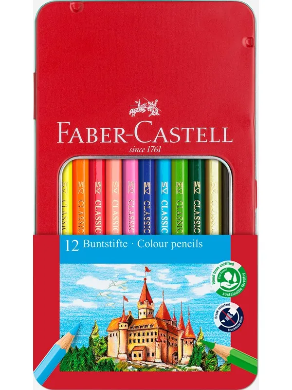 Faber-Castell Colour pencils hexagonal tin 12x window