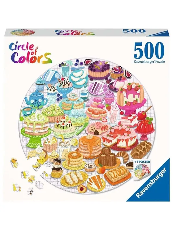 Ravensburger Jigsaw Puzzle Round Circle of Colors Desserts Pastries 500st. Gulv