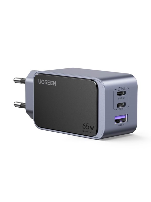 UGREEN Nexode S 65W 3-Port GaN PD Hurtiglader (USB-A + 2x USB-C)