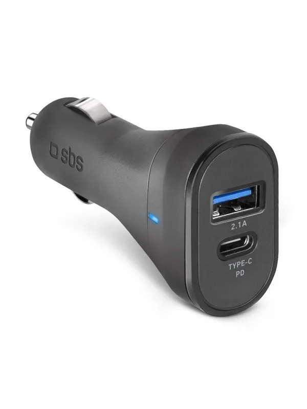 SBS 15W Car Charger - 2.1A + 3A - Black