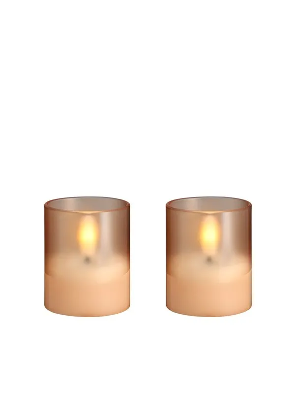 Moods & More LED glass candle - Hurricane - Champagne - 47x57 mm - 2 pcs