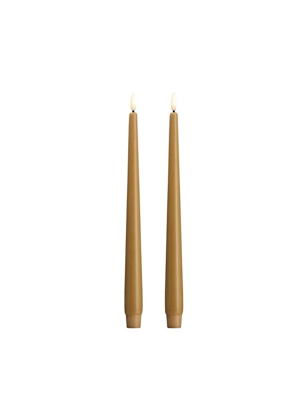 Moods & More LED taper candle - Slim - Honey mustard - 23x300 mm - 2 pcs
