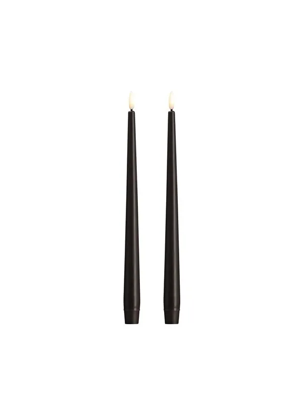Moods & More LED taper candle - Slim - Charcoal - 23x300 mm - 2 pcs