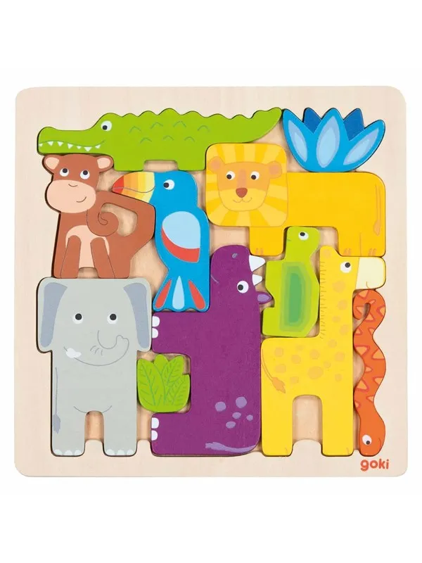 Goki Wooden Puzzle Safari 11pcs. Tre