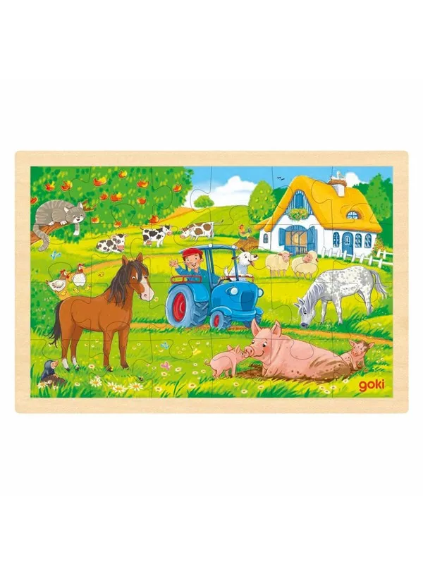 Goki Wooden Puzzle Farm 24 pcs. Tre