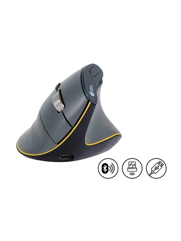 Bakker Elkhuizen FastForward - vertical mouse - Bluetooth 5.1 RF - dark grey - Vertical mouse - Optisk - 8 - Grå