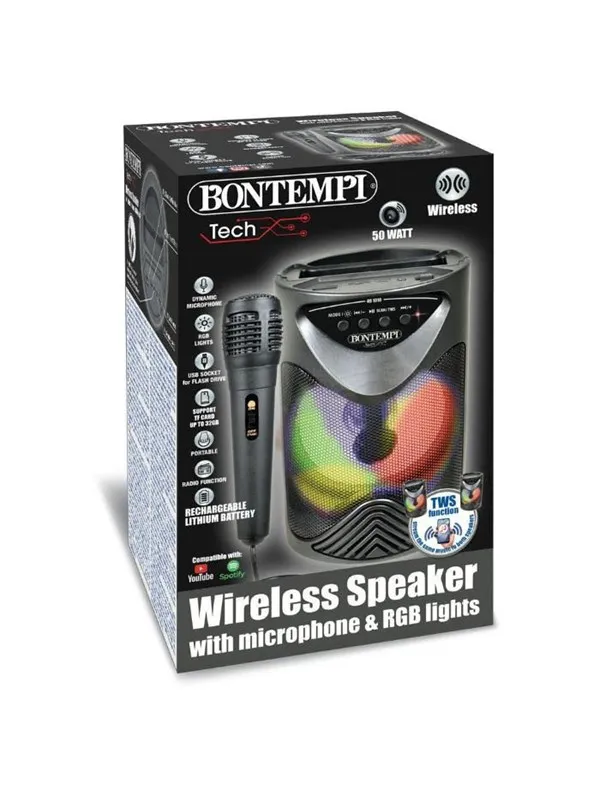 Bontempi Wireless Speaker with Microphone and RGB Light Effects