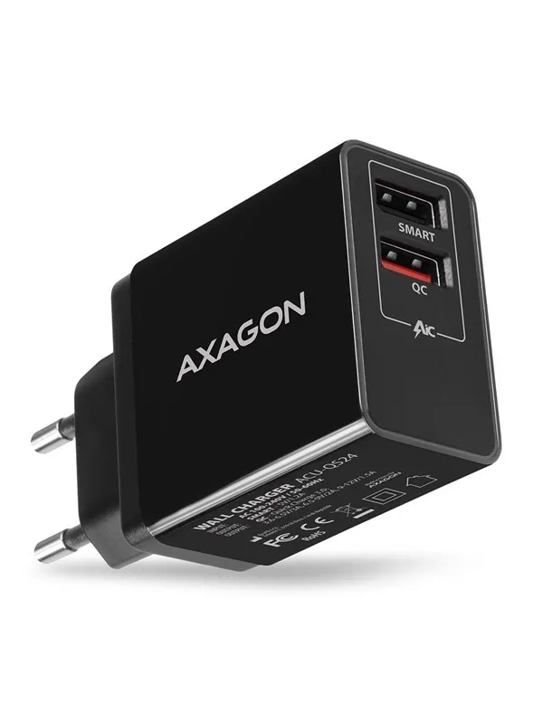 AXAGON Wall Charger 24 W Quick and Smart Charge - 2 × USB-A