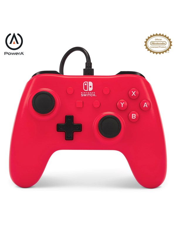 PowerA Wired Controller for Nintendo Switch - Raspberry Red - Wired Controller - Nintendo Switch