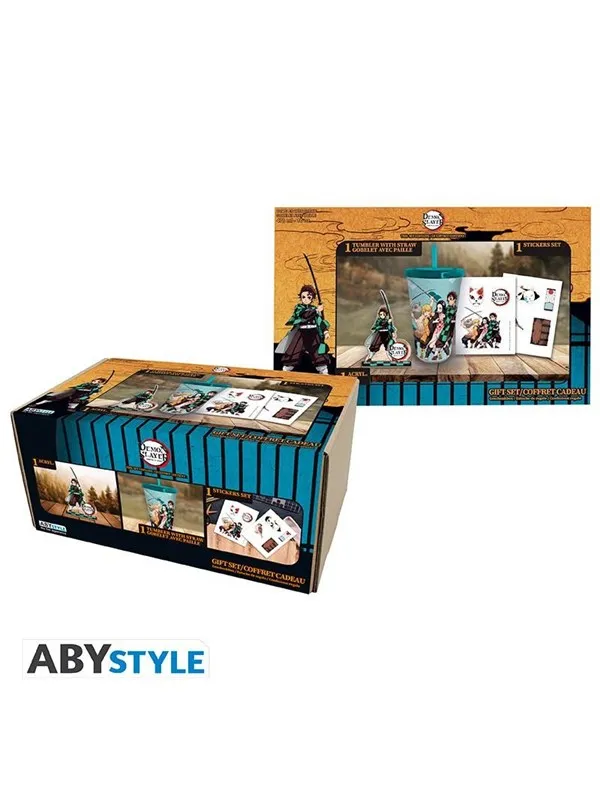 ABYstyle - DEMON SLAYER Gift setTumbler with straw + Acryl® + Stickers - Gavepakke