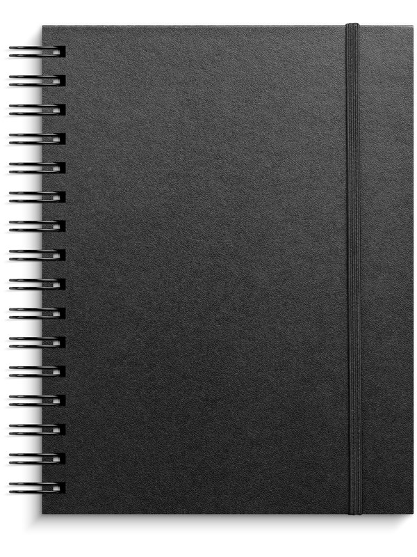 GRIEG Sketch book - wire-bound - A5 - portrait - 60 sheets - cream paper - black cover - artificial leather