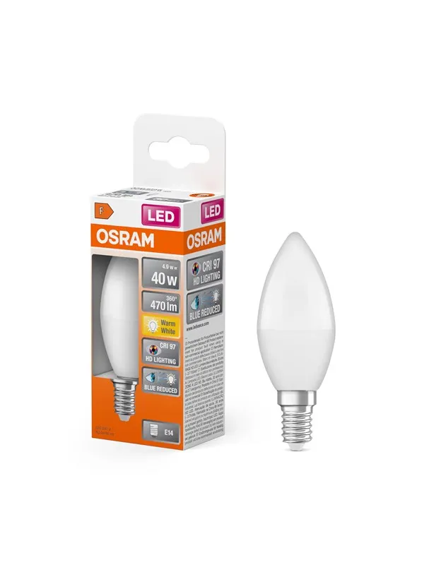 Osram LED-lyspære LED Comfort candle frosted 470lm 4.9W/927 (40W) E14