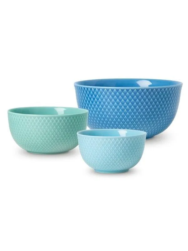 Lyngby Porcelæn - Rhombe Color Bowl Blue - Set of 3