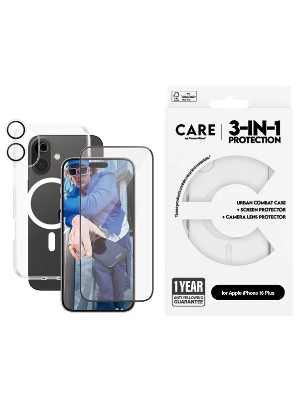 CARE by PanzerGlass Flagship 3-in-1 Bundle iPhone 16 Plus