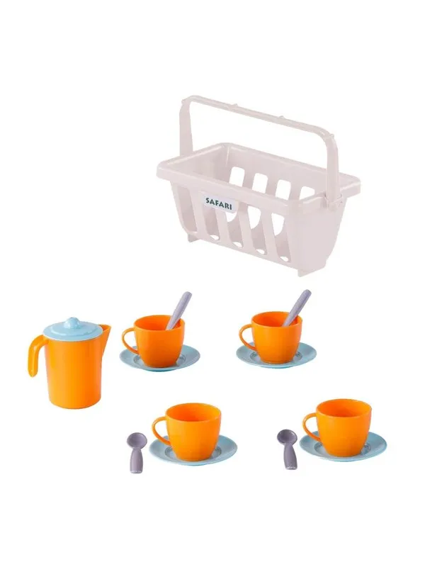 Cavallino Toys Cavallino Crockery in Basket Orange 15 pieces.