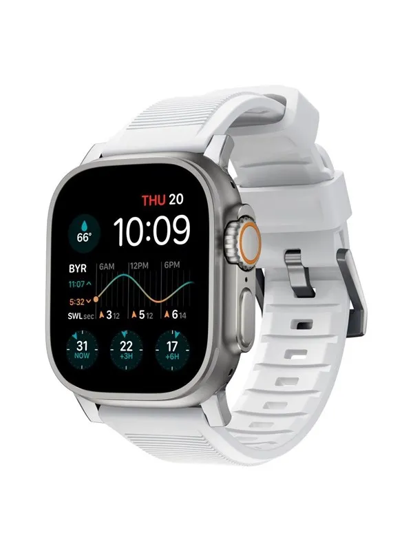 Nomad Rugged Band - 45mm | White | Silver Hardware