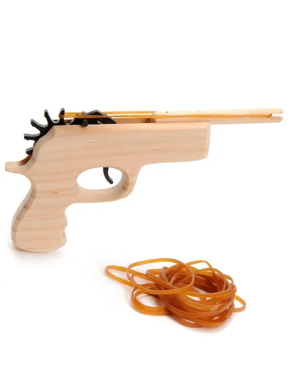 Playwood Wooden Gun with Elastic Band