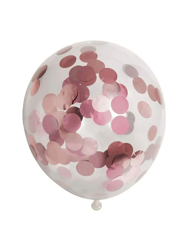 Globos Confetti Balloons Paper Confetti Metallix Rose Gold 6pcs.
