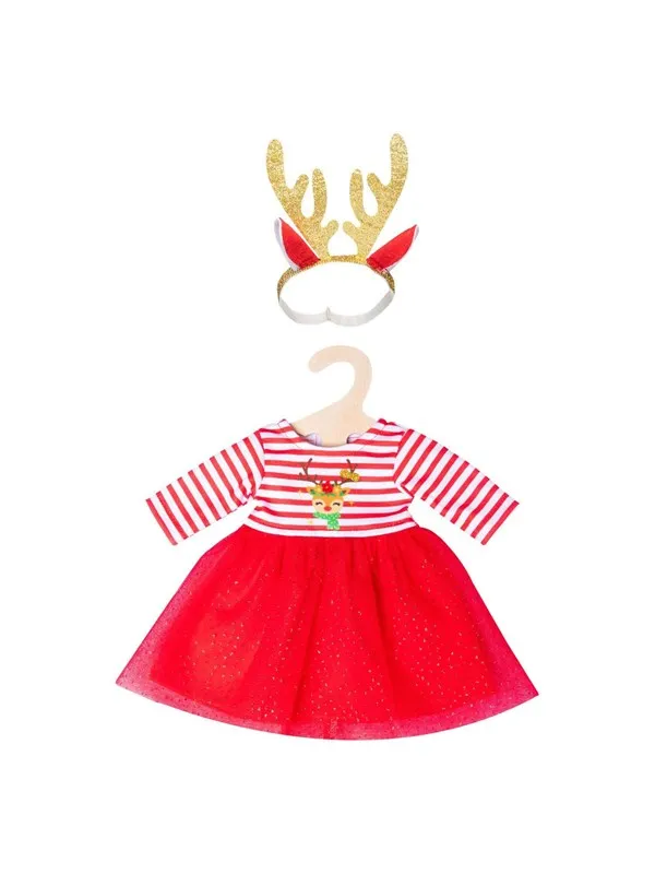 Heless Christmas dress with Reindeer headband size 28-35 cm