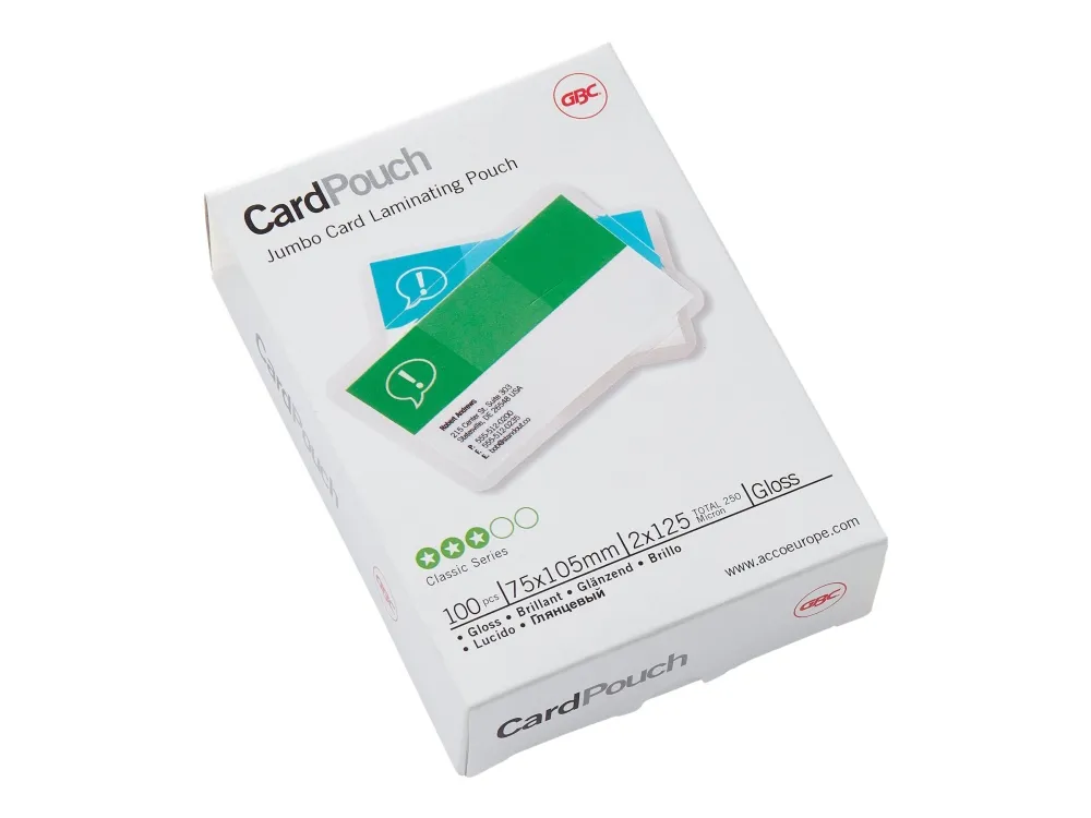 GBC Card Laminating Pouch - 100-pack - glossy - 75 x 105 mm - lamination pouches