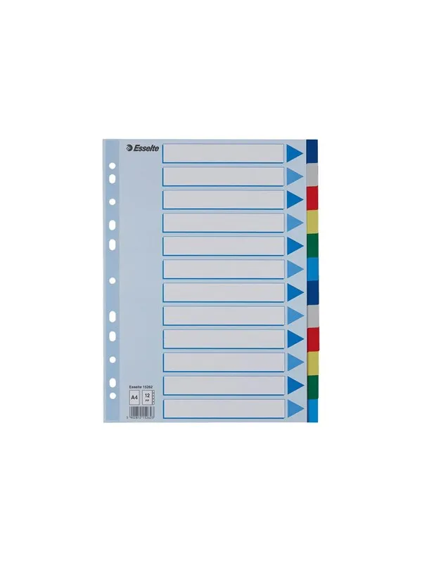 Esselte - divider - 12 parts - for A4 - tabbed - multicolour