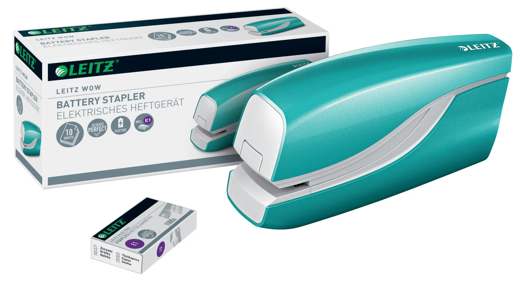 Leitz Stiftemaskin batteri  WOW 5566 Isblå