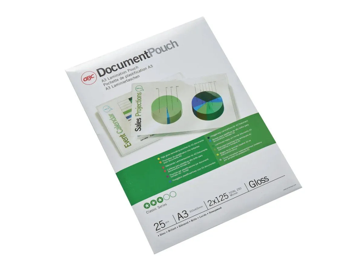 GBC Document Laminating Pouch - 25-pack - glossy - 303 x 426 mm - lamination pouches