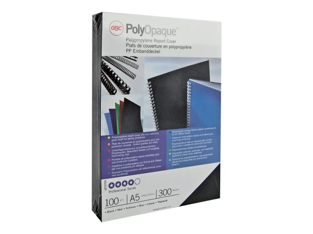 GBC Innbindingsomslag  PolyOpaque A4 300my Sort