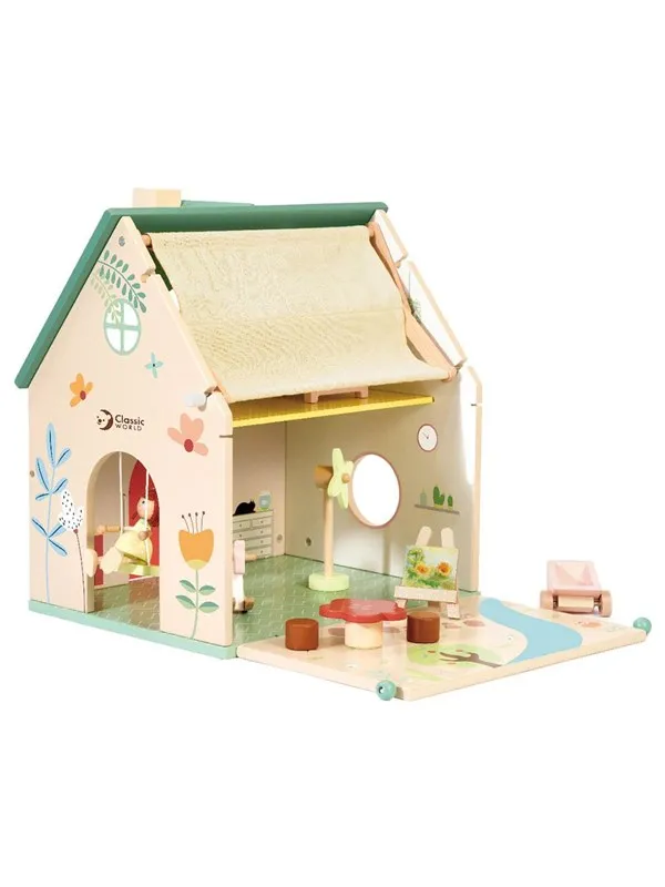 Classic World Wooden Dollhouse with Garden 10 pcs