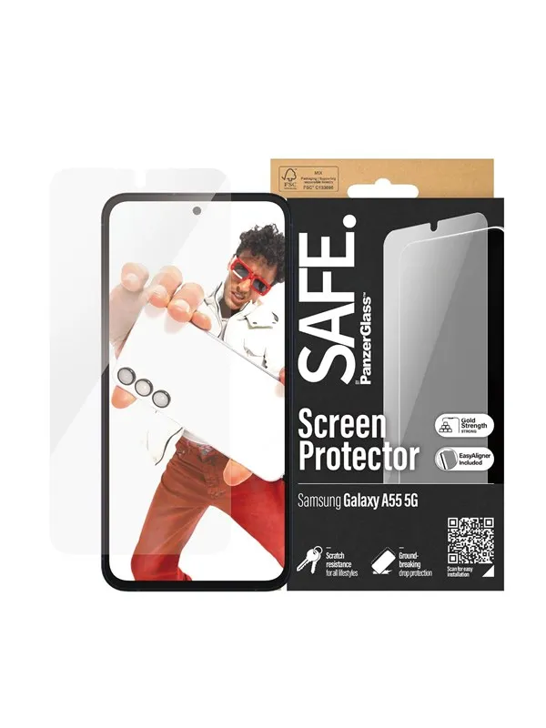 SAFE by PanzerGlass Screen Protector Samsung Galaxy A55 5G | Ultra-Wide Fit w. EasyAligner