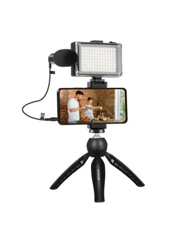 Puluz Live broadcast kit  tripod mount + LED lamp + microphone + phone clamp
