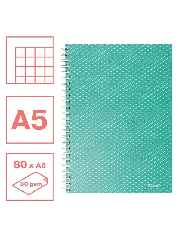 Esselte  Colour'Breeze A5 Notebook squared wirebound Green