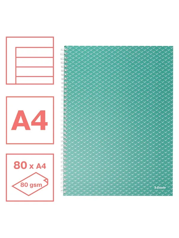 Esselte  Colour'Breeze A4 Notebook lined wirebound Green