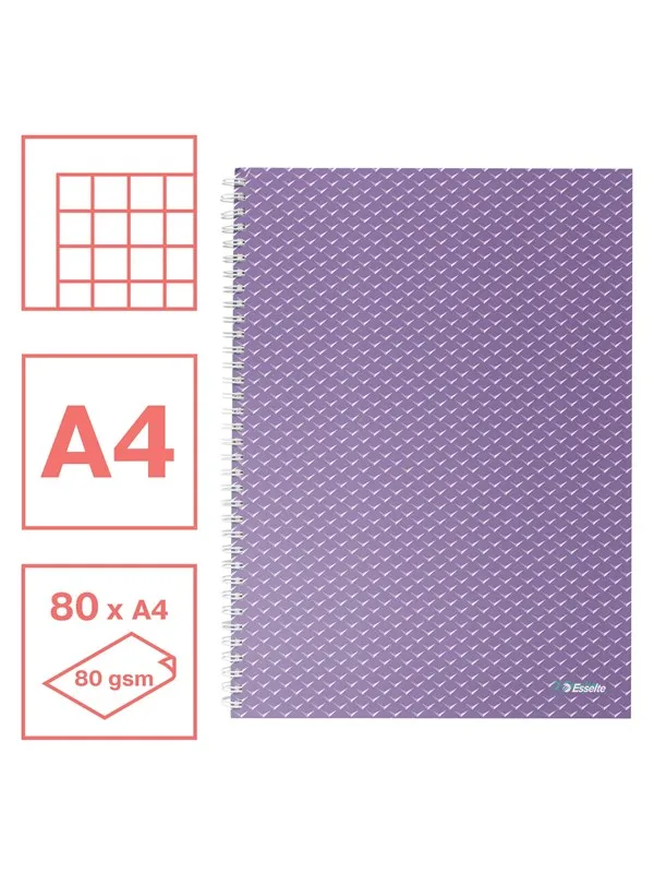 Esselte  Colour'Breeze A4 Notebook squared wirebound Lavender