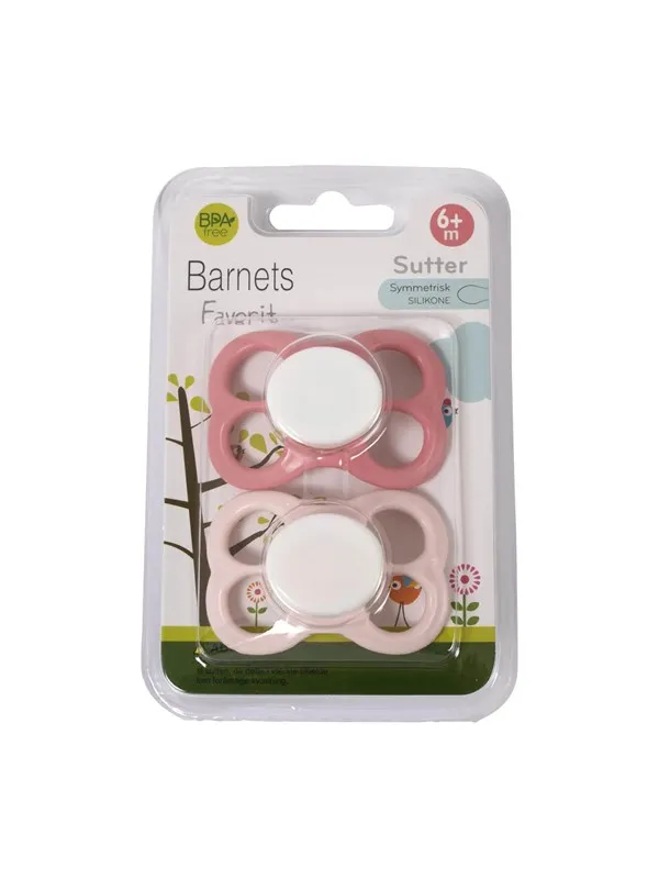 Barnets Favorit 2 pak luftsutter silikone 6+ mdr. - Rosa/Lyserød