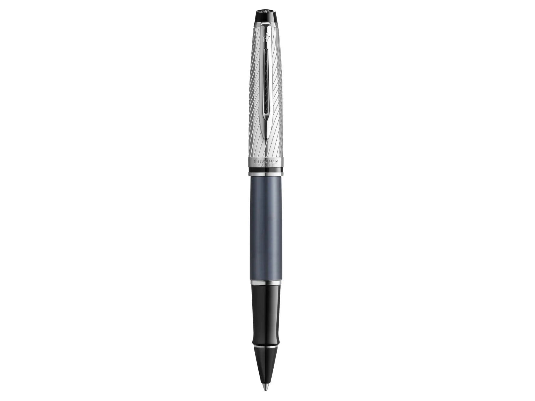 Waterman Expert Deluxe rulleballpenn | Metall- og steingrå lakk med palladiumbelagt trim | Fine Point | Gaveeske